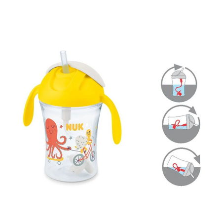 Cana cu pai Motion, + 8 luni, 230 ml, Galben, Nuk 647566