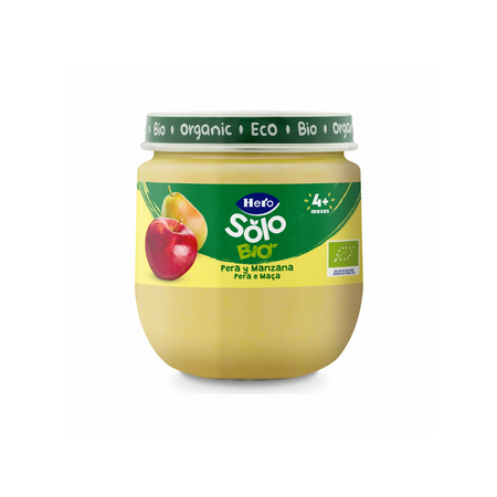 Piure Bio de pere si mere, + 4 luni, 6 buc, x 120 g, Hero Baby 648241