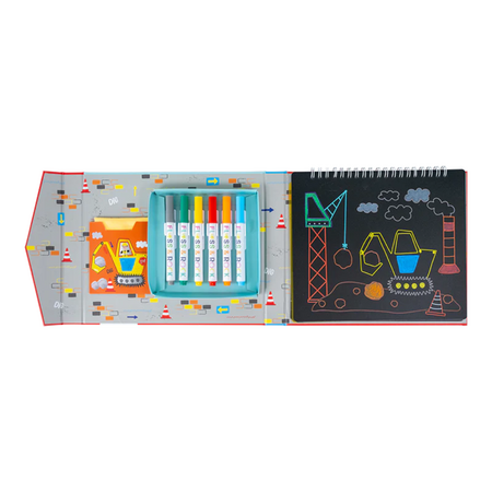 Carte tip tabla reutilizabila Chalkboard Sketchbook Construction, 3 ani+, Floss & Rock 648619