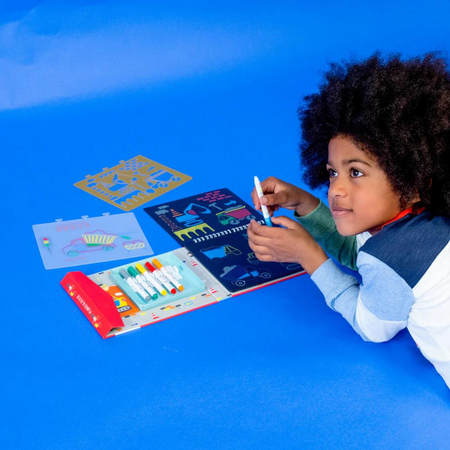 Carte tip tabla reutilizabila Chalkboard Sketchbook Construction, 3 ani+, Floss & Rock 648618