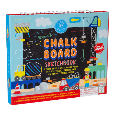 Carte tip tabla reutilizabila Chalkboard Sketchbook Construction, 3 ani+, Floss&Rock