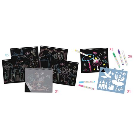 Carte tip tabla reutilizabila Chalkboard Sketchbook Enchanted, 3 ani+, Floss & Rock 648621
