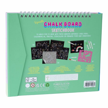 Carte tip tabla reutilizabila Chalkboard Sketchbook Rainbow Fairy, 3 ani+, Floss & Rock 648633