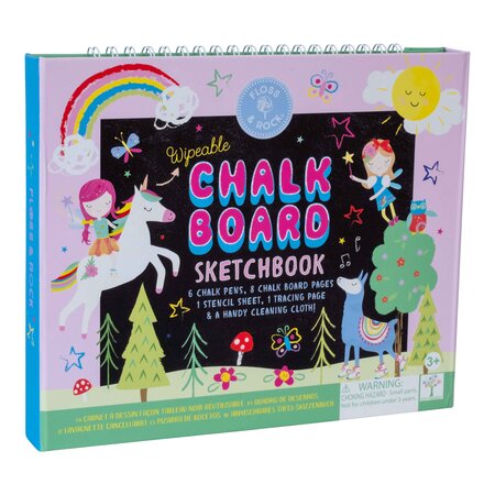 Carte tip tabla reutilizabila Chalkboard Sketchbook Rainbow Fairy, 3 ani+, Floss&Rock