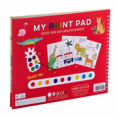 Carte de colorat cu acuarele, My Paint Pad Jungle, 3 ani+, Floss & Rock 648645