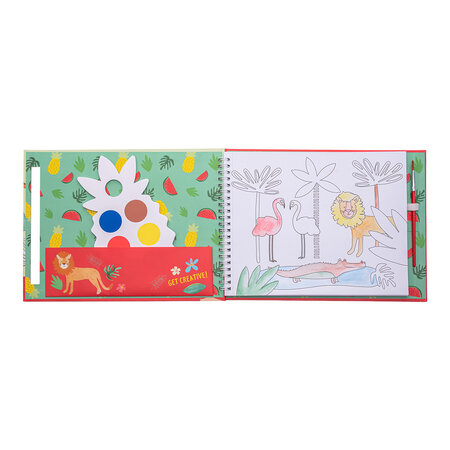 Carte de colorat cu acuarele, My Paint Pad Jungle, 3 ani+, Floss & Rock 648646