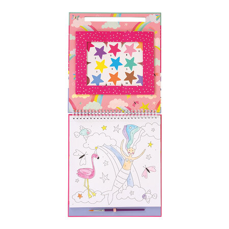 Carte de colorat cu acuarele pe numere, Paint by numbers Fantasy, 5 ani+, Floss & Rock 648665