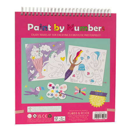 Carte de colorat cu acuarele pe numere, Paint by numbers Fantasy, 5 ani+, Floss & Rock 648664
