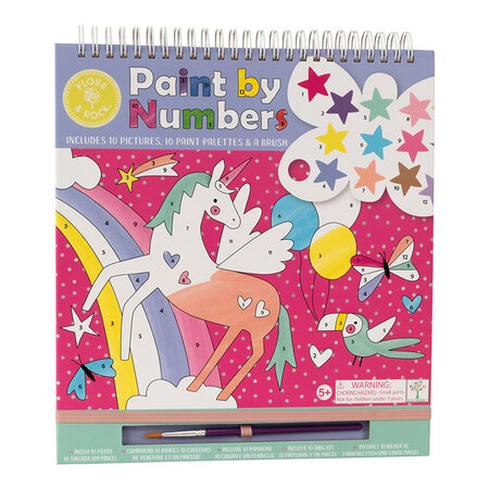 Carte de colorat cu acuarele pe numere, Paint by numbers Fantasy, 5 ani+, Floss&Rock