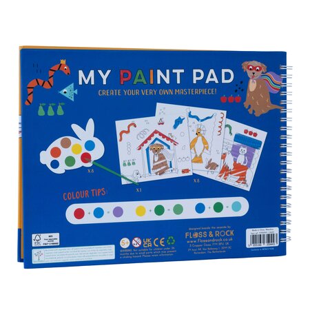Carte de colorat cu acuarele, My Paint Pad Pets, 3 ani+, Floss & Rock 648652