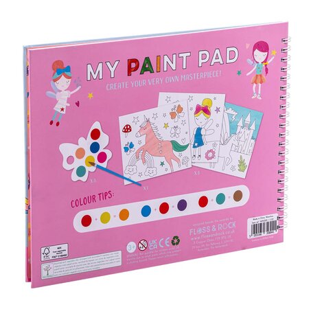 Carte de colorat cu acuarele, My Paint Pad Rainbow Fairy, 3 ani+, Floss & Rock 648653