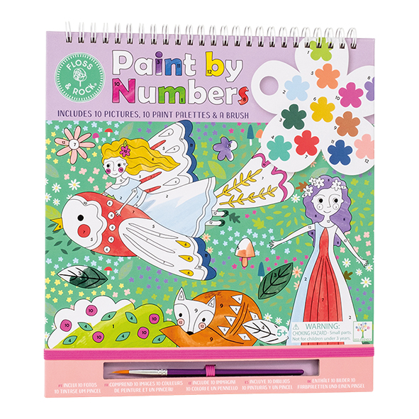 Carte de colorat cu acuarele pe numere, Paint by numbers Fairy Tale, 5 ani+, Floss & Rock