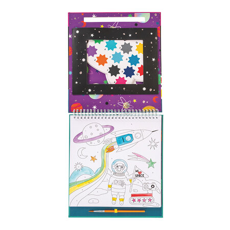 Carte de colorat cu acuarele pe numere, Paint by numbers Space, 5 ani+, Floss & Rock 648678