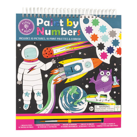 Carte de colorat cu acuarele pe numere, Paint by numbers Space, 5 ani+, Floss&Rock
