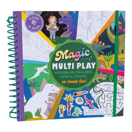 Caiet de activități reutilizabil, Magic Multi Play Dino, 3 ani+, Floss&Rock