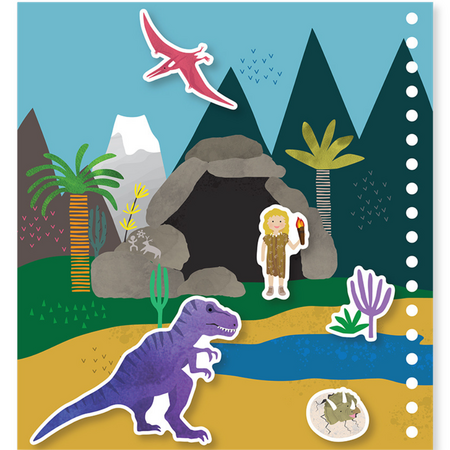 Caiet de activitati reutilizabil, Magic Multi Play Dino, 3 ani+, Floss & Rock 648698