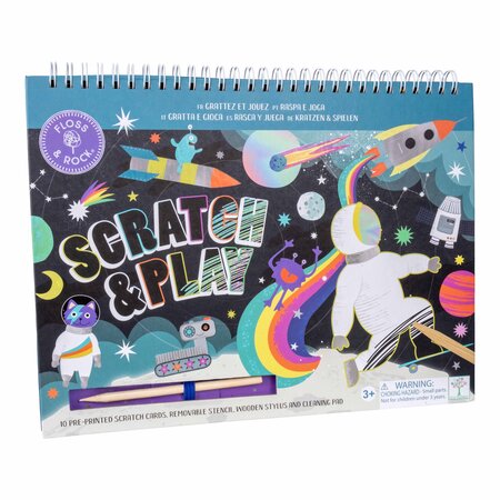 Caiet de activitati razuibil, Scratch & Play Fantasy, 3 ani+, Space, Floss & Rock