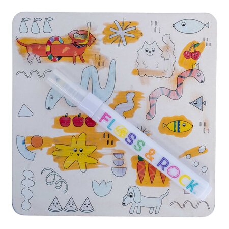 Set planse de colorat cu apa, Magic Water Cards Pets, 3 ani+, Floss & Rock 648841