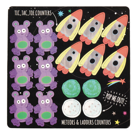 Jocuri magnetice in cutie metalica, 4 in 1, Fun & Games Space, 3 ani+, Floss & Rock 648933