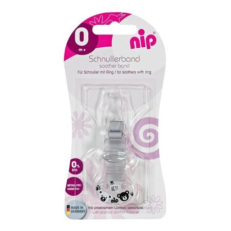 Lantisor de suzete cu carlig de prindere, + 0 luni, Gri, Nip 649554