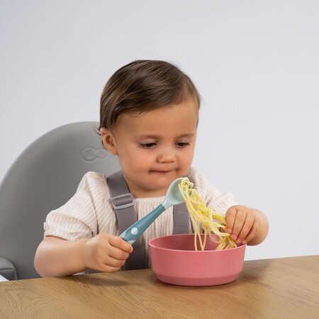Tacamuri flexibile pentru copii, lingurita si furculita, +6 luni, Albastru, Reer 649691