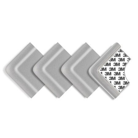 Set 4 protectii de colturi din spuma poliuretan, cu banda adeziva, Gri, 0-24 luni, Reer 649725