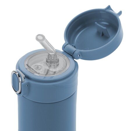 Sticla de baut din otel inoxidabil cu pai din silicon pentru copii, Albastru, 350 ml, Reer 649807