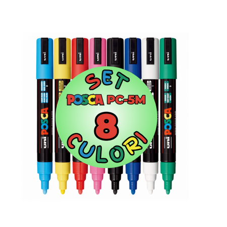 Set markere acrilice PC 5M, 8 bucati, Posca 650163