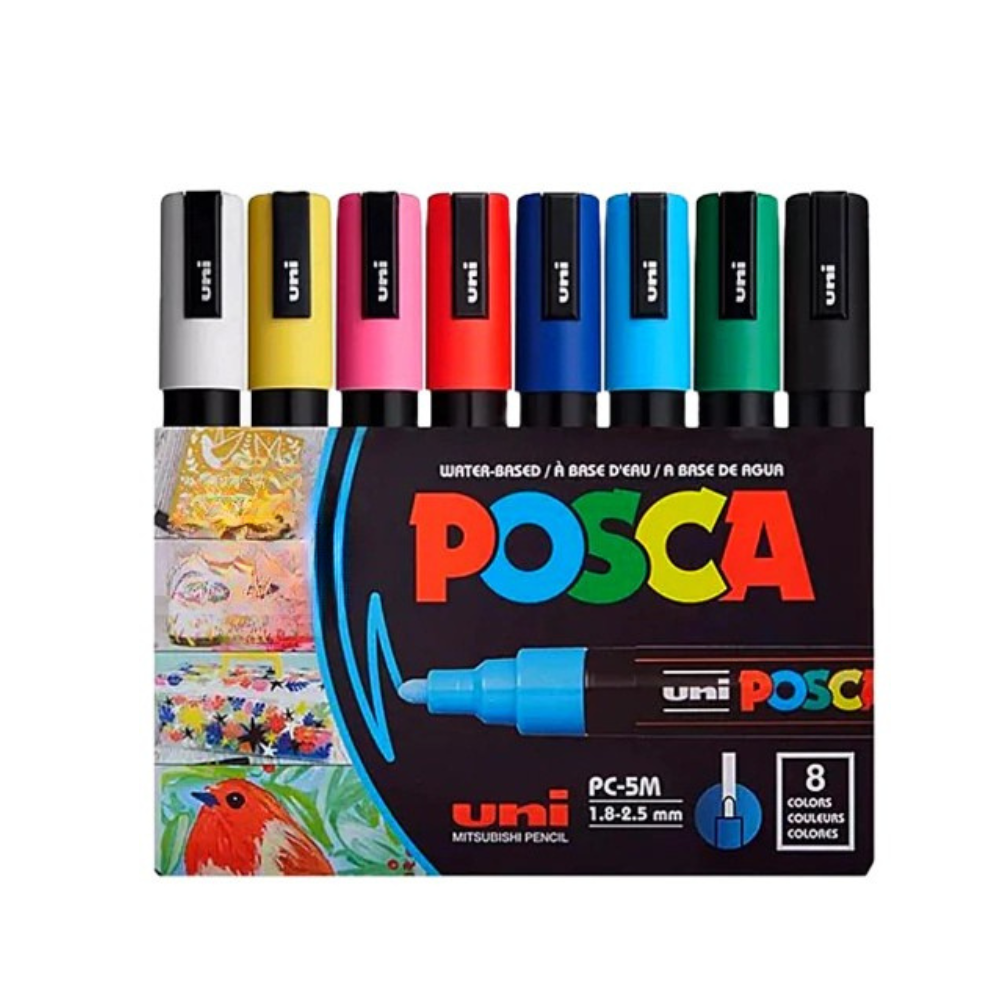 Set markere acrilice PC 5M, 8 bucati, Posca