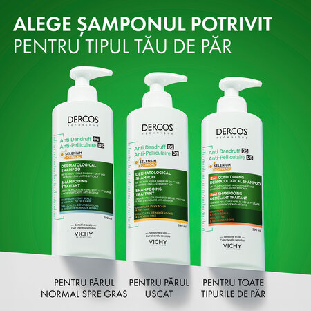 Sampon si balsam 2 in 1, antimatreata si pentru scalp cu senzatie de mancarime Dercos, 390 ml, Vichy 812911