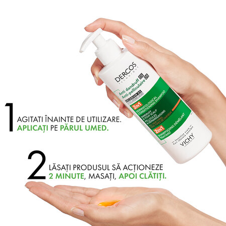 Sampon si balsam 2 in 1 Dercos, 390 ml, Vichy 650485