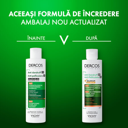 Sampon si balsam 2 in 1 Dercos, 200 ml, Vichy 812957