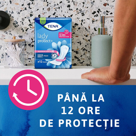 Absorbant pentru controlul incontinentei Lady Protect Maxi, 12 bucati, Tena 660896