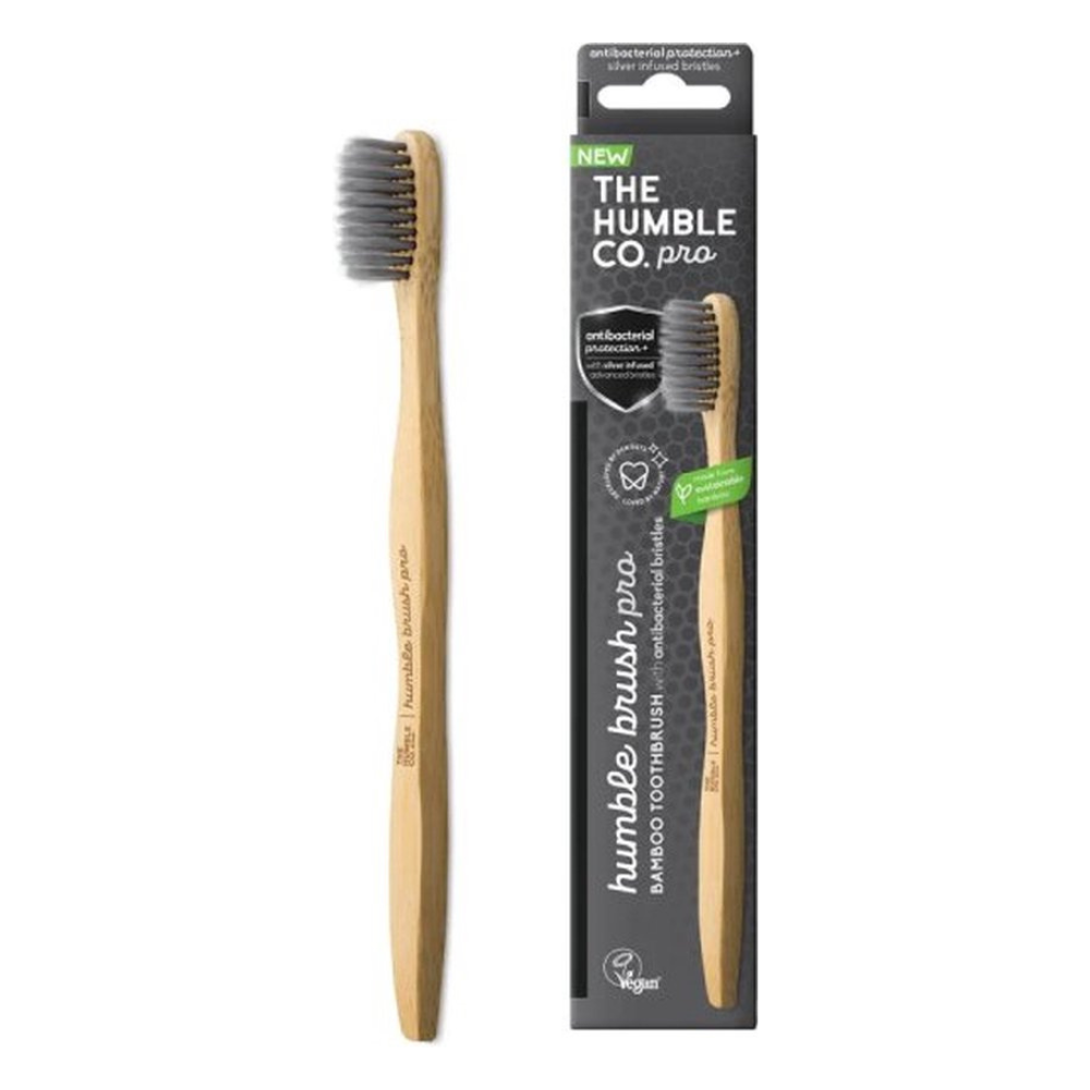 Periuta de dinti din bambus cu peri antibacterieni Brush Pro, 1 bucata, Purple, The Humble Co