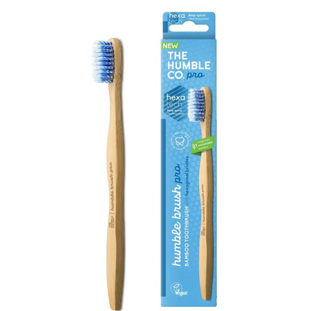 Periuta de dinti din bambus cu perii hexagonali, 1 bucata, Blue, Humble Brush Pro