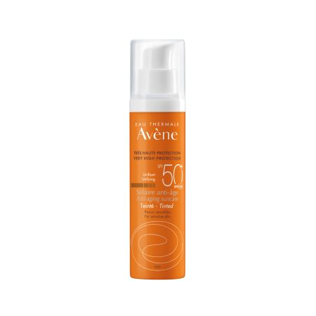 Crema nuantatoare anti-imbatranire pentru protectie solara cu SPF 50+