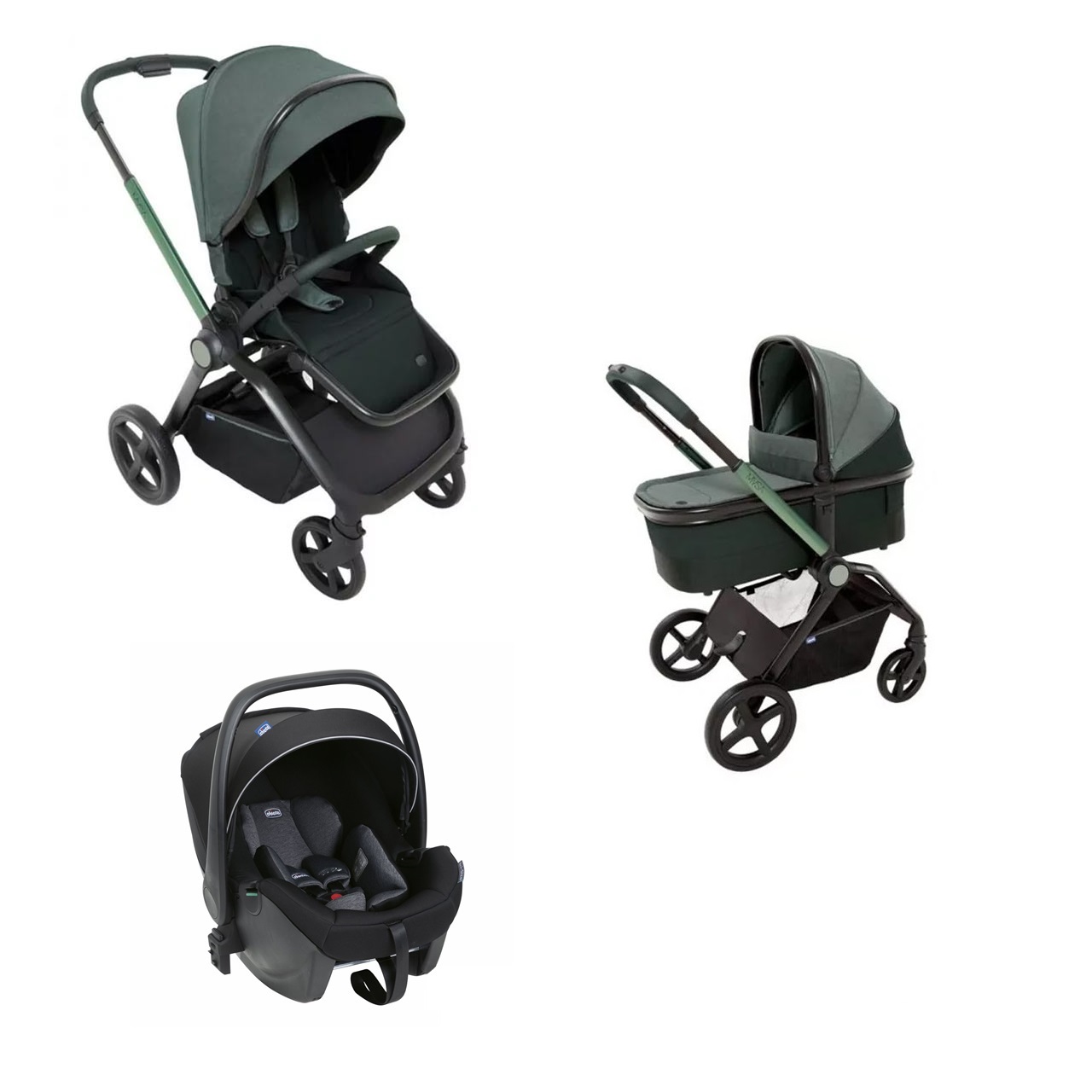 Carucior 3 in 1 Mysa, pana la 4 ani sau 22kg, Jade Green, Chicco