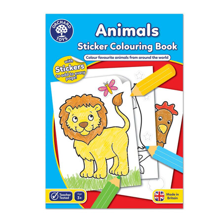 Carte de colorat cu abtibilduri animale si activitati in limba engleza, Orchard