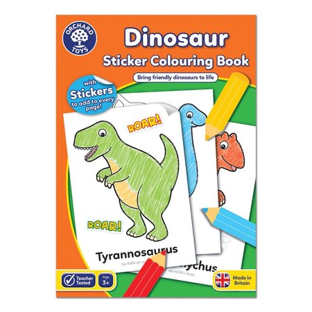Carte de colorat cu abtibilduri dinozaur in limba engleza, Orchard