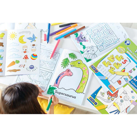 Carte de colorat cu abtibilduri dinozaur in limba engleza, +3 ani, Orchard 651664