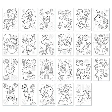 Carte de colorat cu abtibilduri unicorni sirene si altele in limba engleza, +5 ani, Orchard 651683