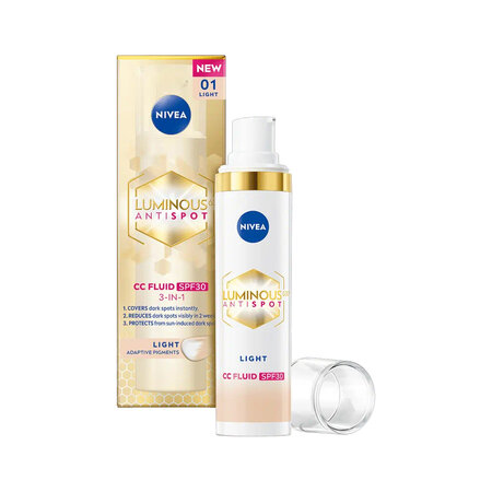 Crema CC fluida 3-in-1 SPF30 Luminous, 01 Light, 30 ml, Nivea