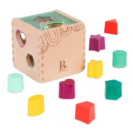 Cub educativ din lemn cu 9 forme diferite, +18 luni, Btoys 652228