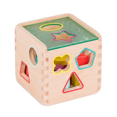 Cub educativ din lemn cu 9 forme diferite, +18 luni, Btoys 652227