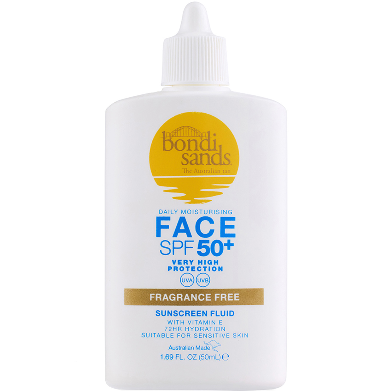 Fluid facial de protectie solara SPF 50+, 50 ml, Bondi Sands