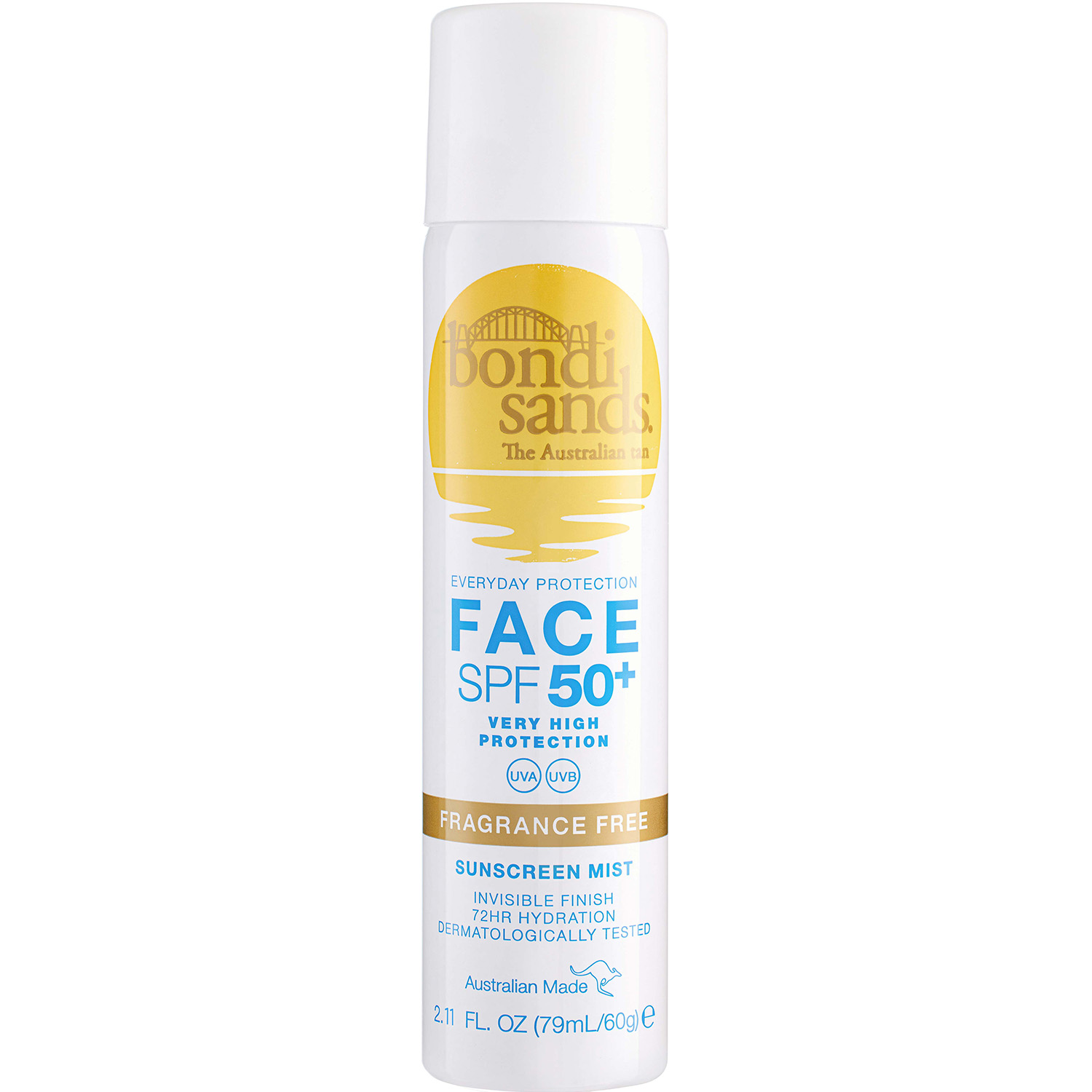 Spray facial de protectie solara fara parfum cu SPF 50+, 60 g, Bondi Sands