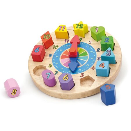 Puzzle din lemn Ceas, +2 ani, New Classic Toys 652629