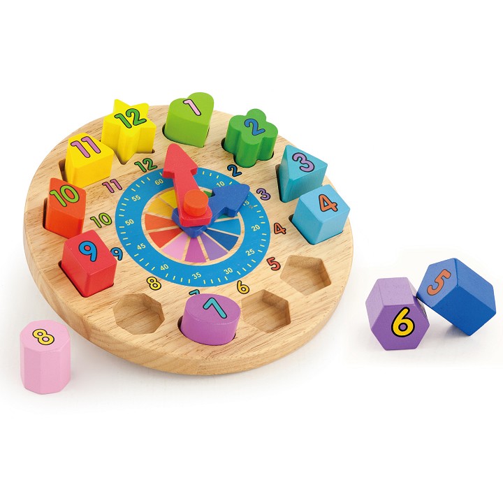 Puzzle din lemn Ceas, +2 ani, New Classic Toys