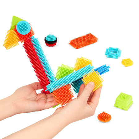 Set 50 cuburi de construit senzoriale, 2 ani+, Battat 819404