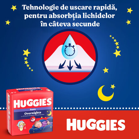 Chilotei de noapte Elite Soft Overnights, Nr.5, 12-17 kg, 24 bucati, Huggies 801021
